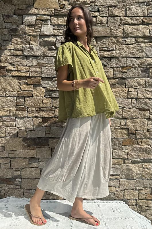 Asher Cap Sleeve Blouse Olive